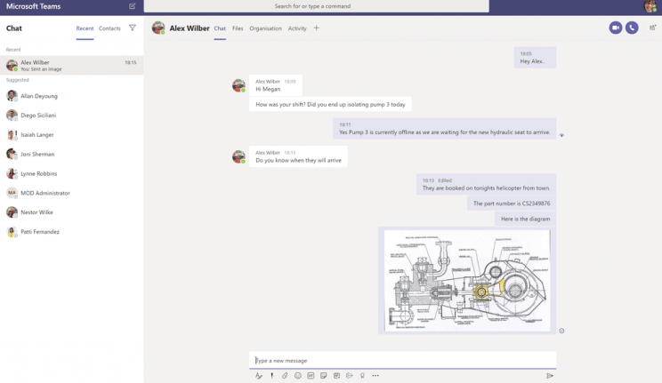 offshore oil rig communications: Microsoft Teams