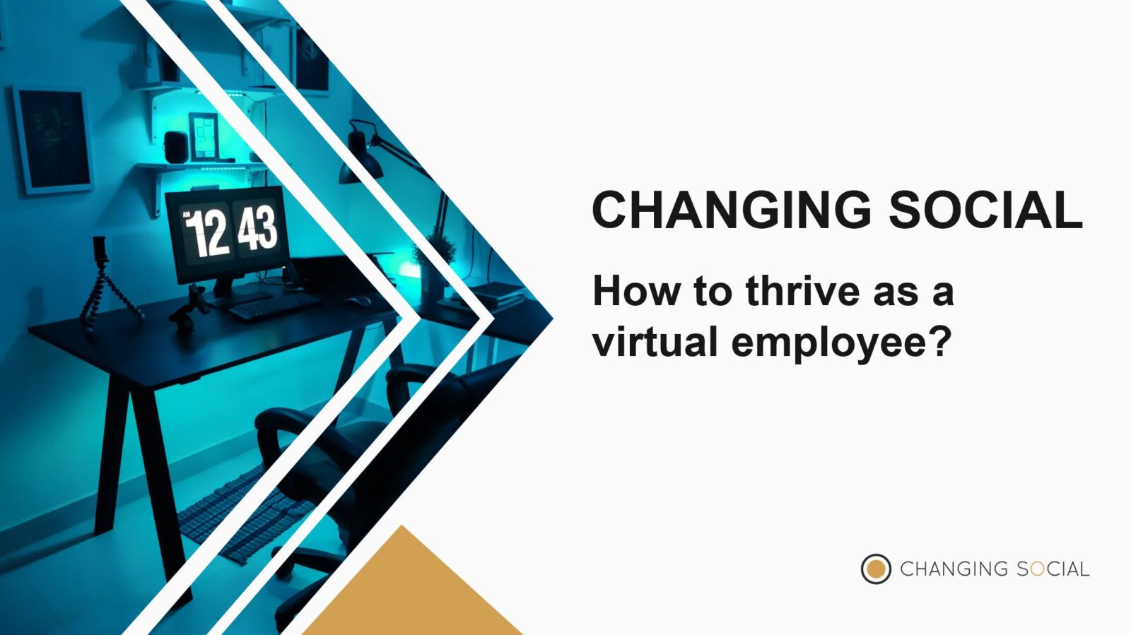 How to thrive as a virtual employee a dark home office with light up by a blue light
