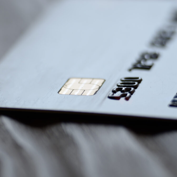 Macro photo of credit or debit card