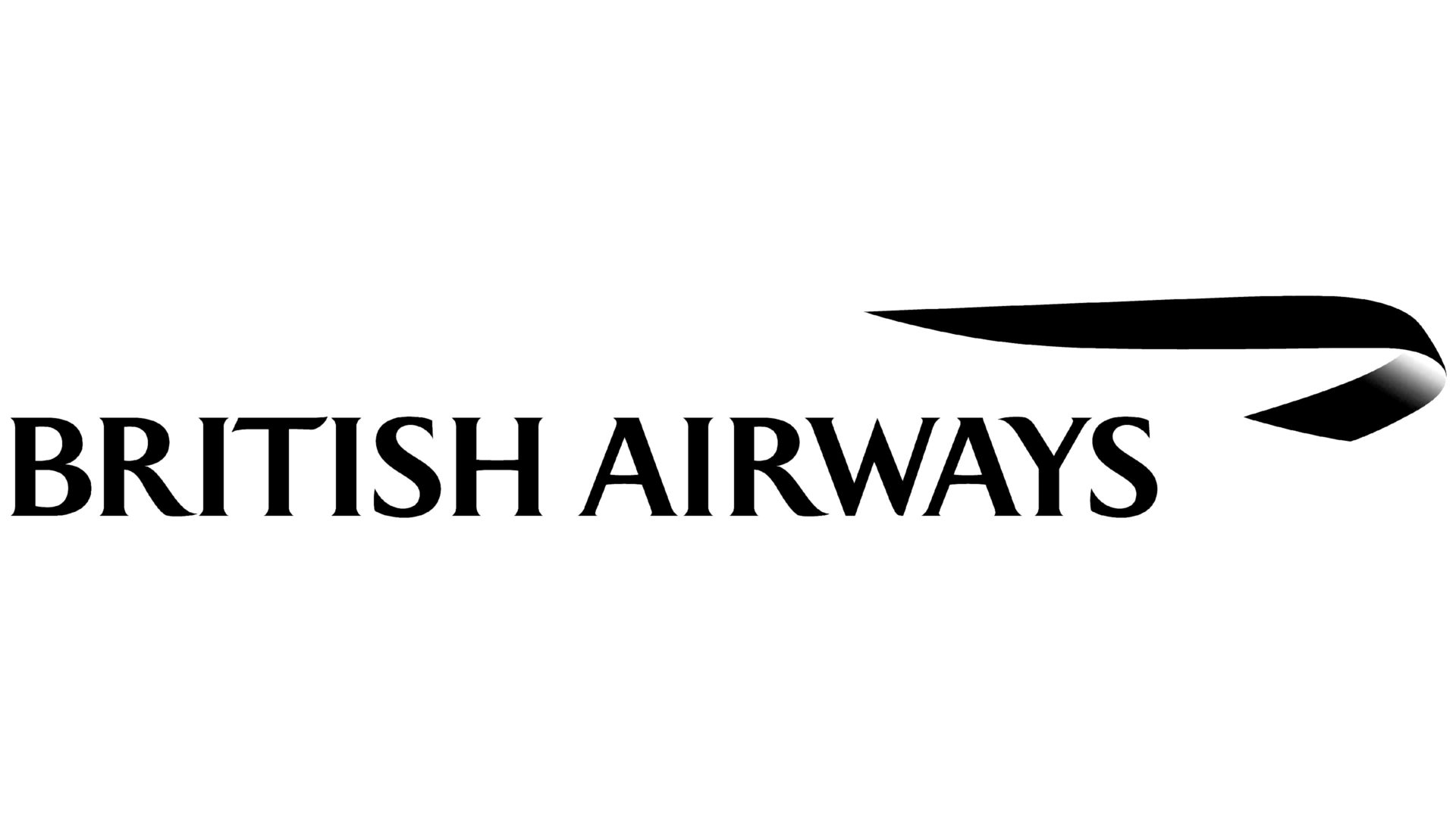 Black and white British Airways logo with text