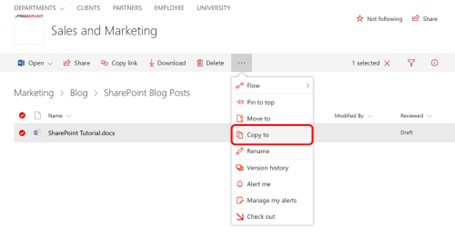 Copying files and folders in SharePoint