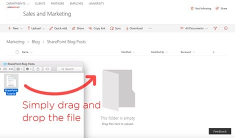 Dragging and dropping files into SharePoint