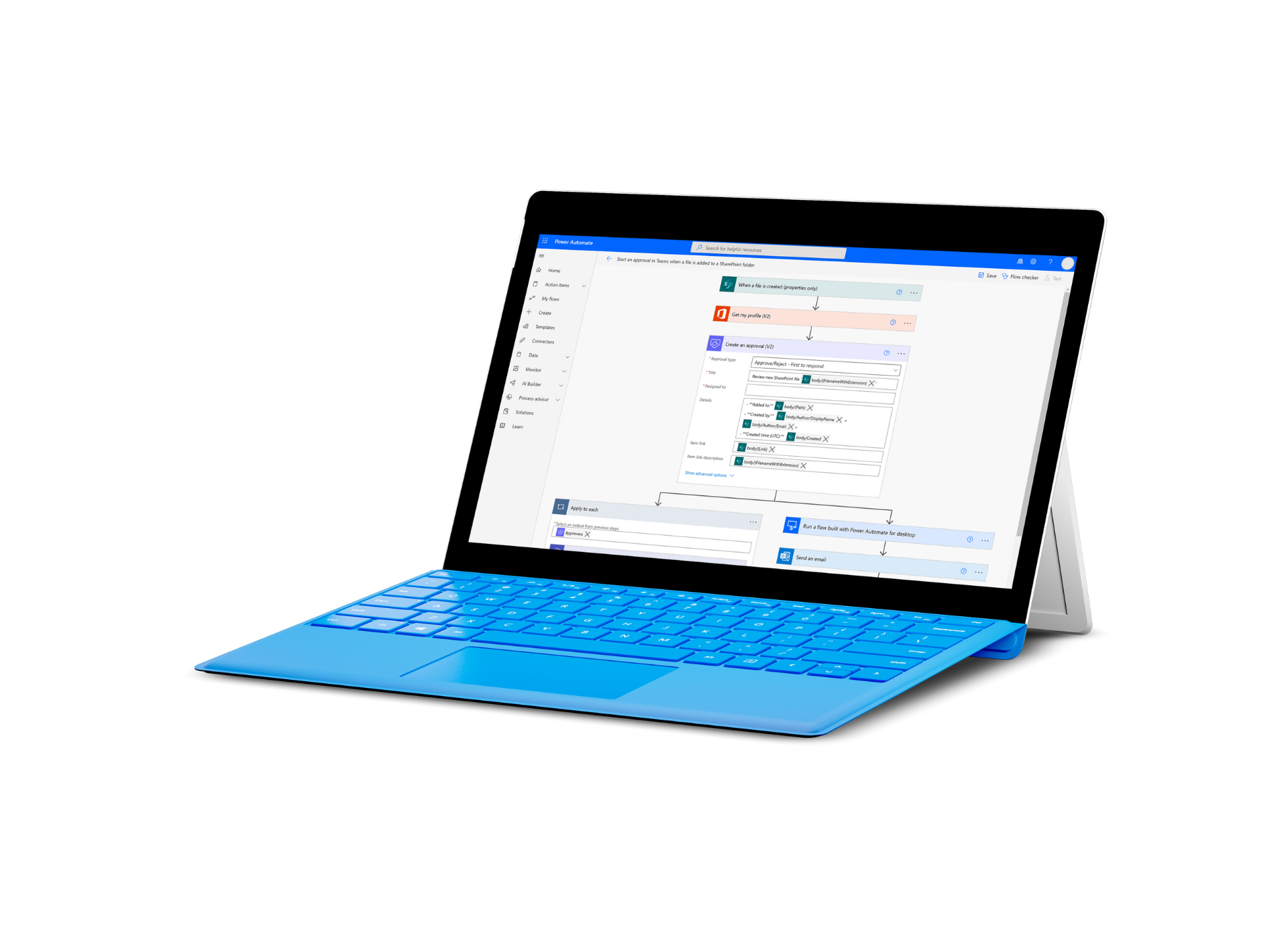 Power automate building a flow on an iPad