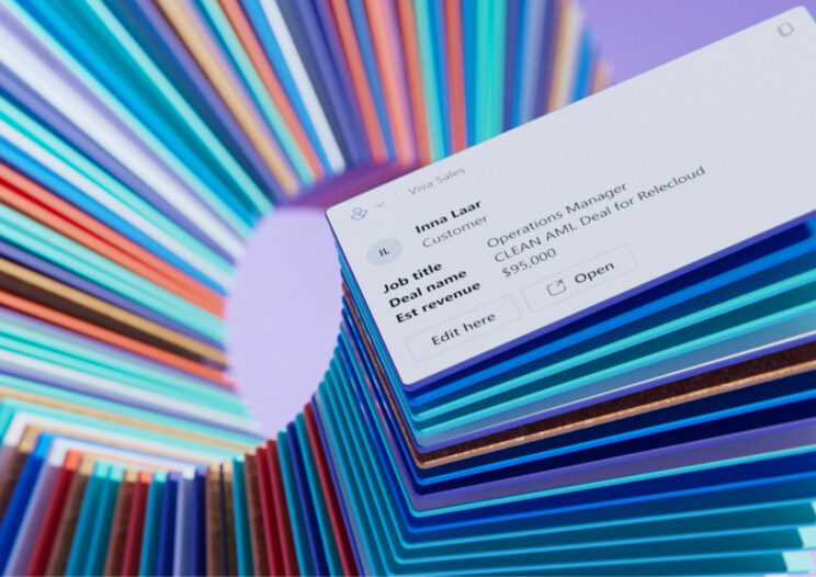 Spiral shape with colourful business cards