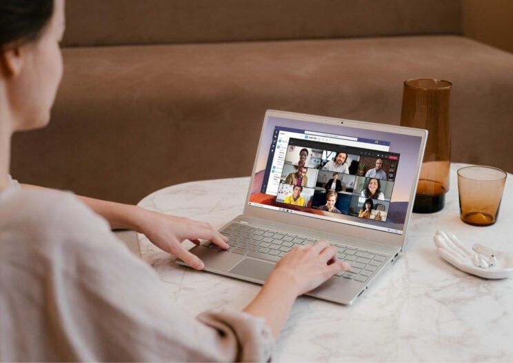 Woman on a Microsoft Teams Video Call sat in her living room