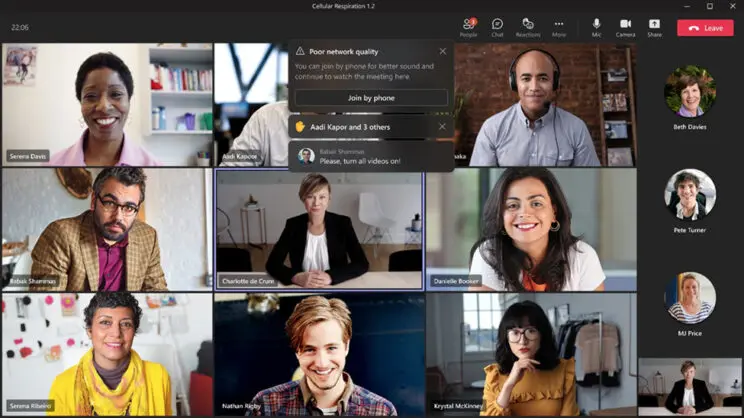 Microsoft Teams meeting with a group of colleagues