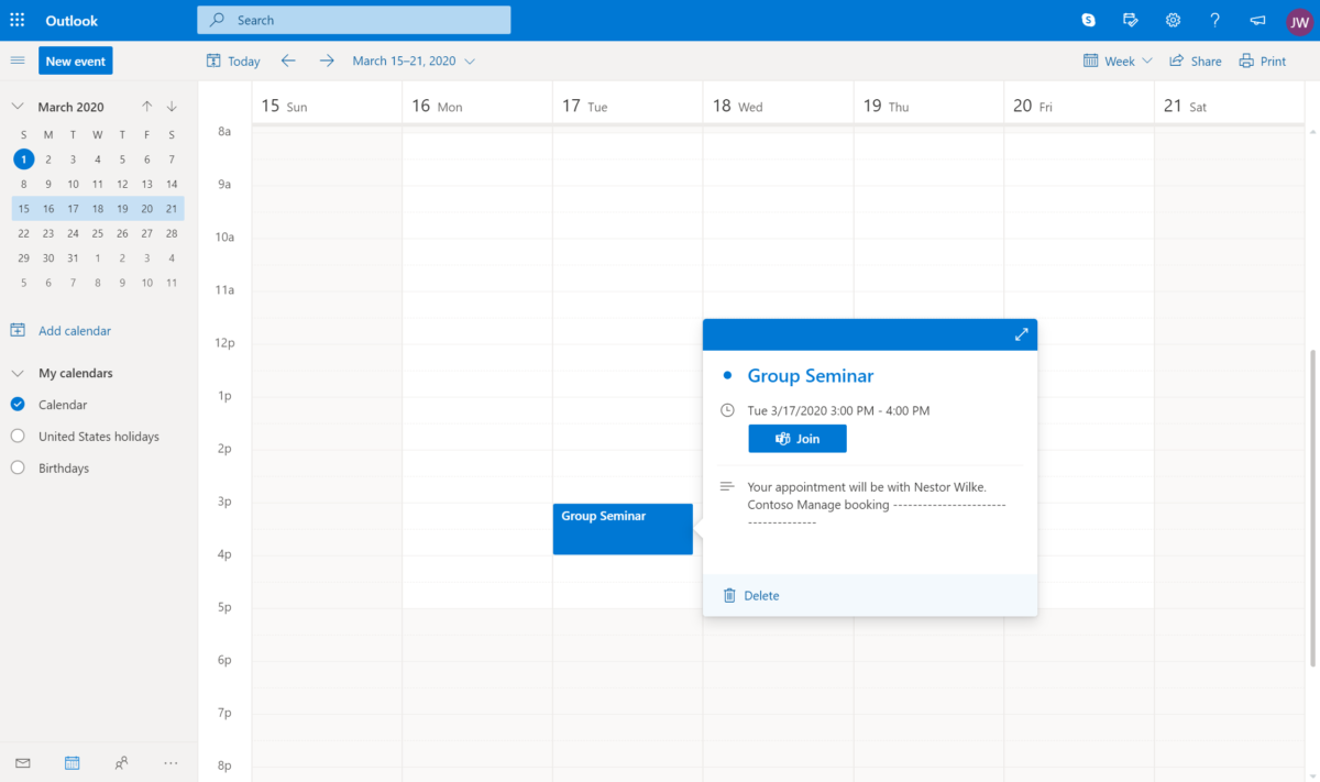 an image of the Microsoft Bookings app