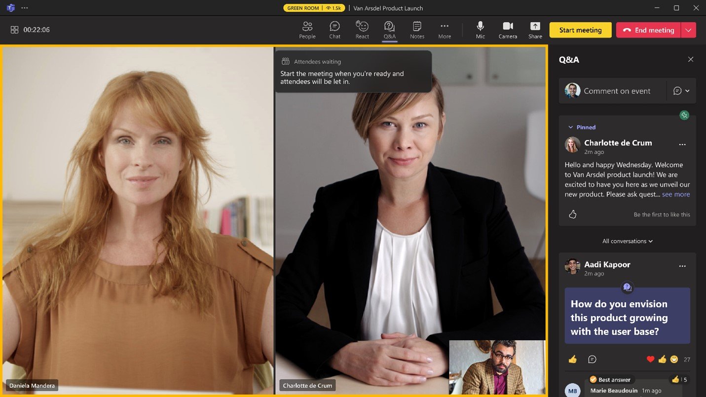 two women on the screen of a teams webinar 