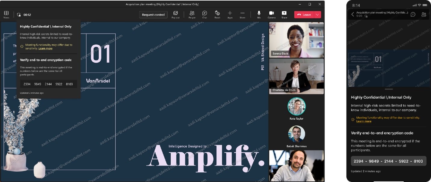 a teams meeting with a branded watermark over it 