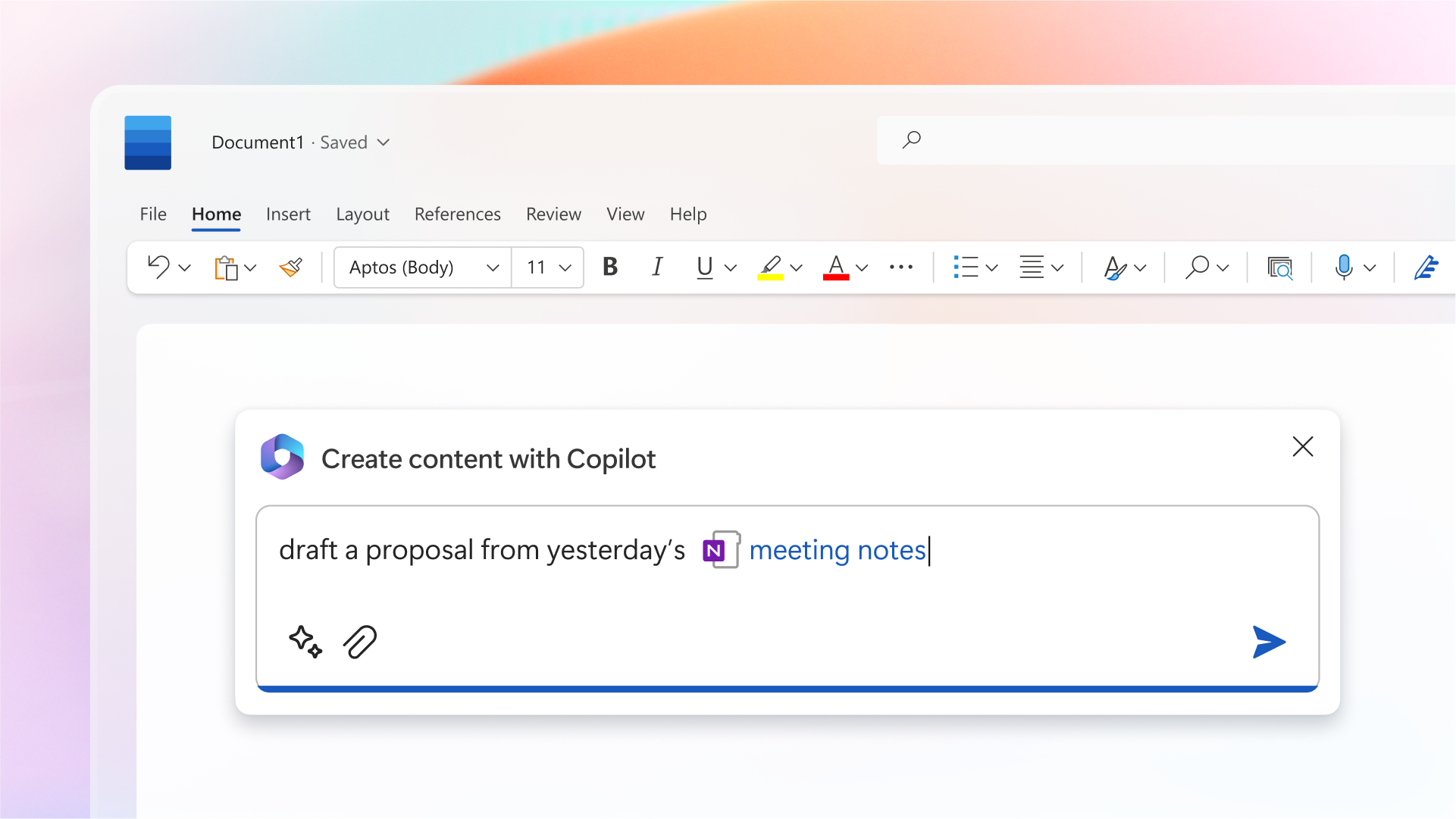 A screenshot of copilot within MS Word.