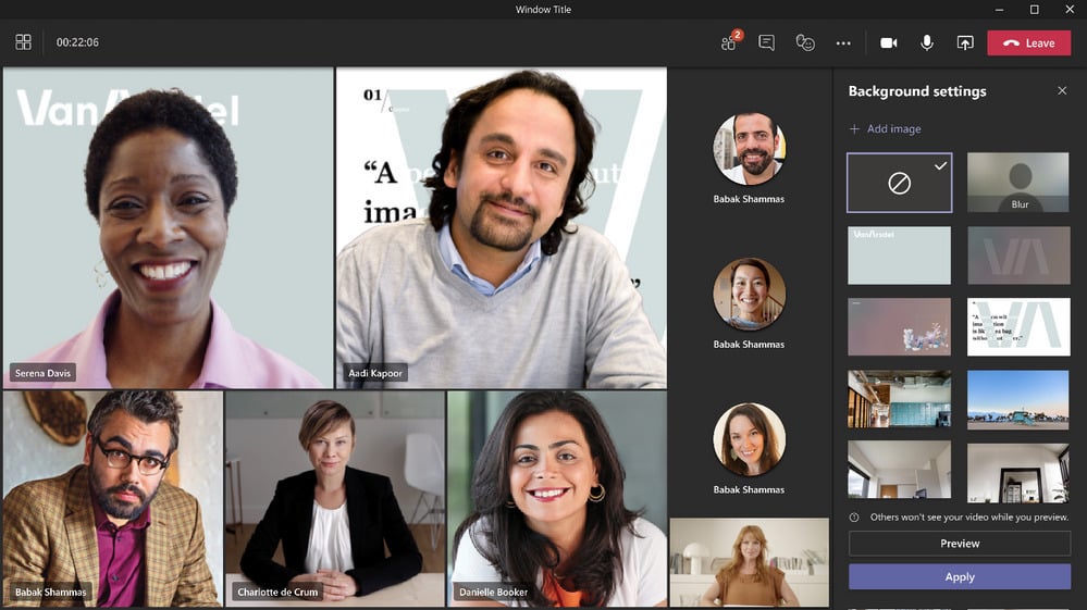 A Microsoft Teams call with multiple participants