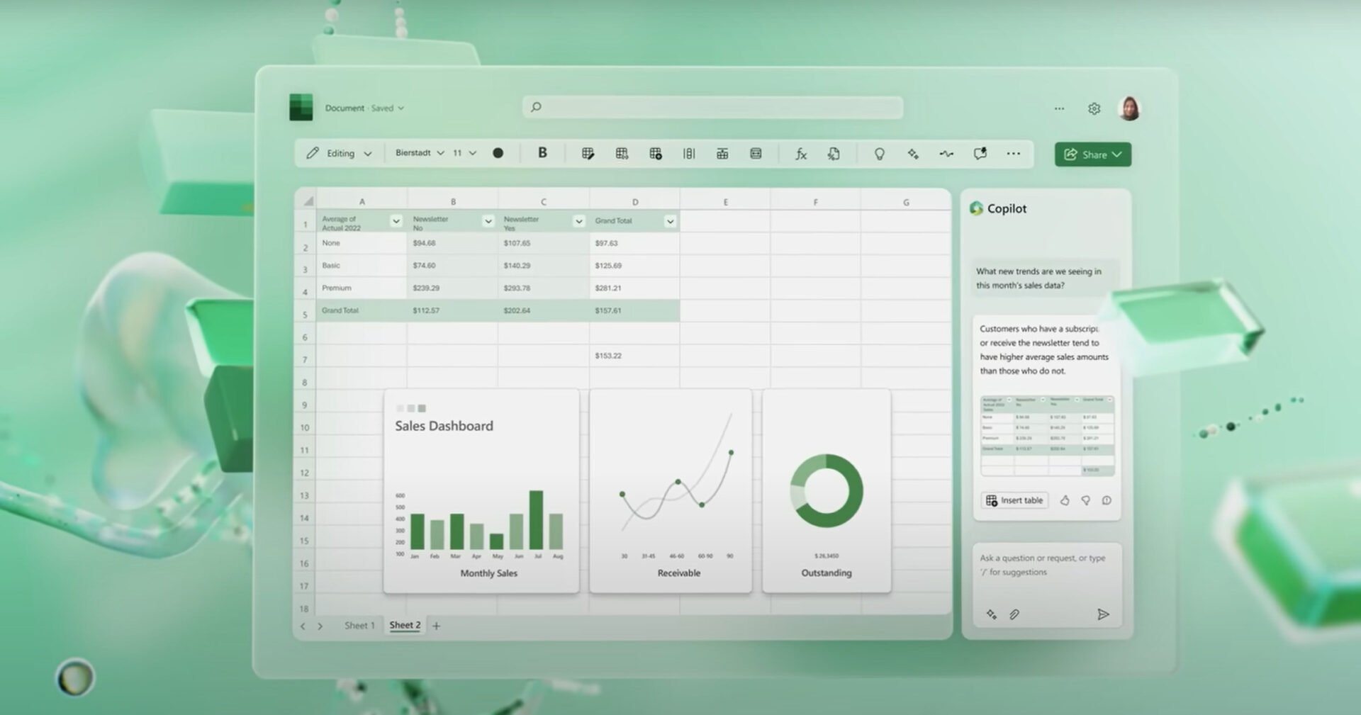 A screenshot of copilot working within MS Excel