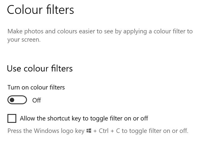 Colour filter toggle button