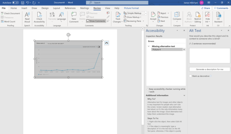 Accessible Documents Alt text screenreader