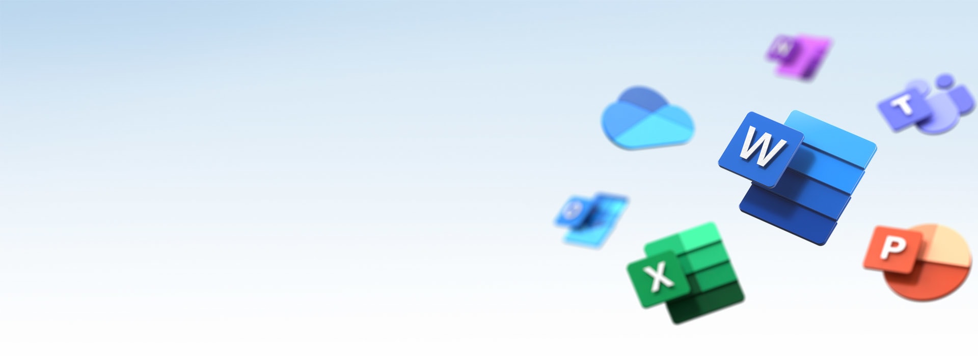 Microsoft Office Logos on Blue Background