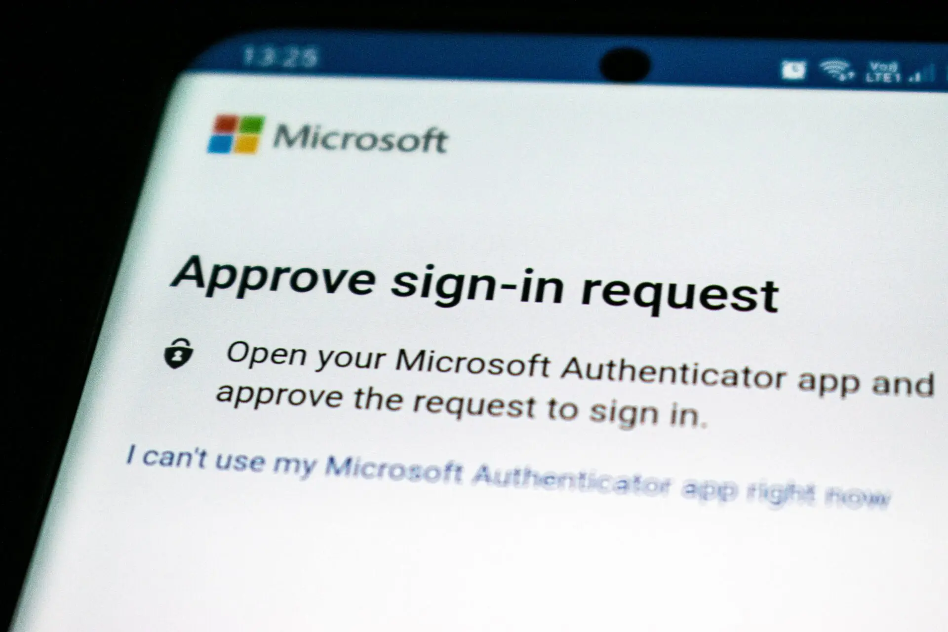 a screenshot of the Microsoft authenticator app, asking to approve a sign in request