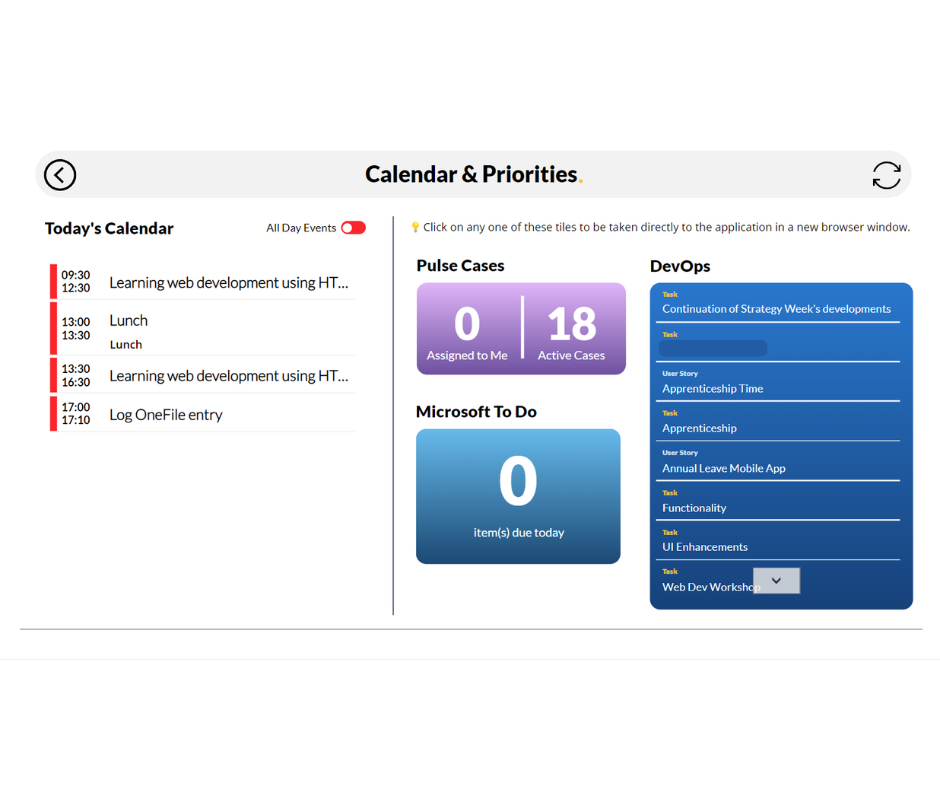 a screenshot of a calendar with a list of tasks alongside it, created by power apps.