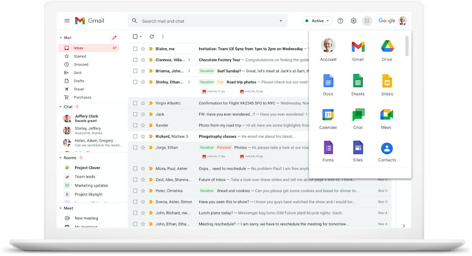 an image of an open laptop with the gmail inbox on the screen