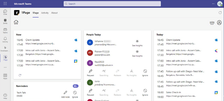 1page app in Microsoft Teams