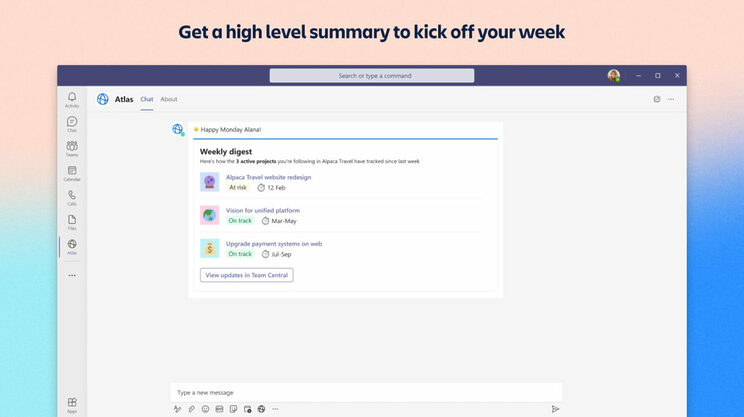 High Level summary feature in Atlas for Microsoft Teams