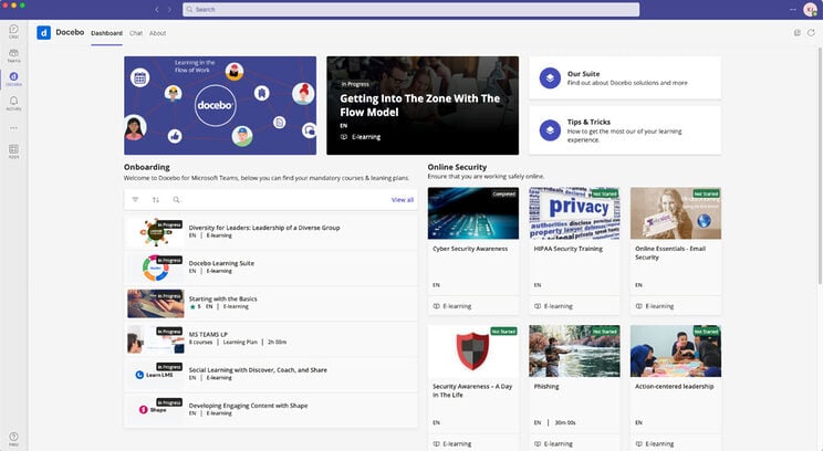 Docebo app in Microsoft Teams