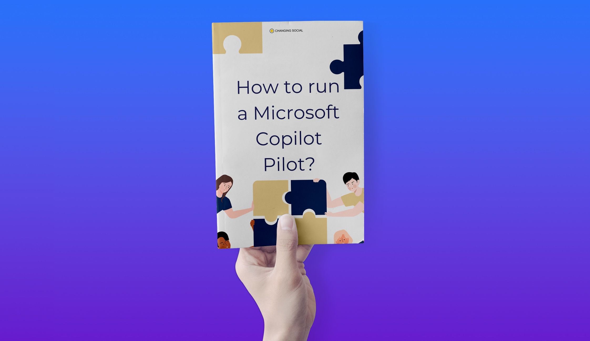 Hand holding a Manual that says - how to run a Microsoft Copilot Pilot?