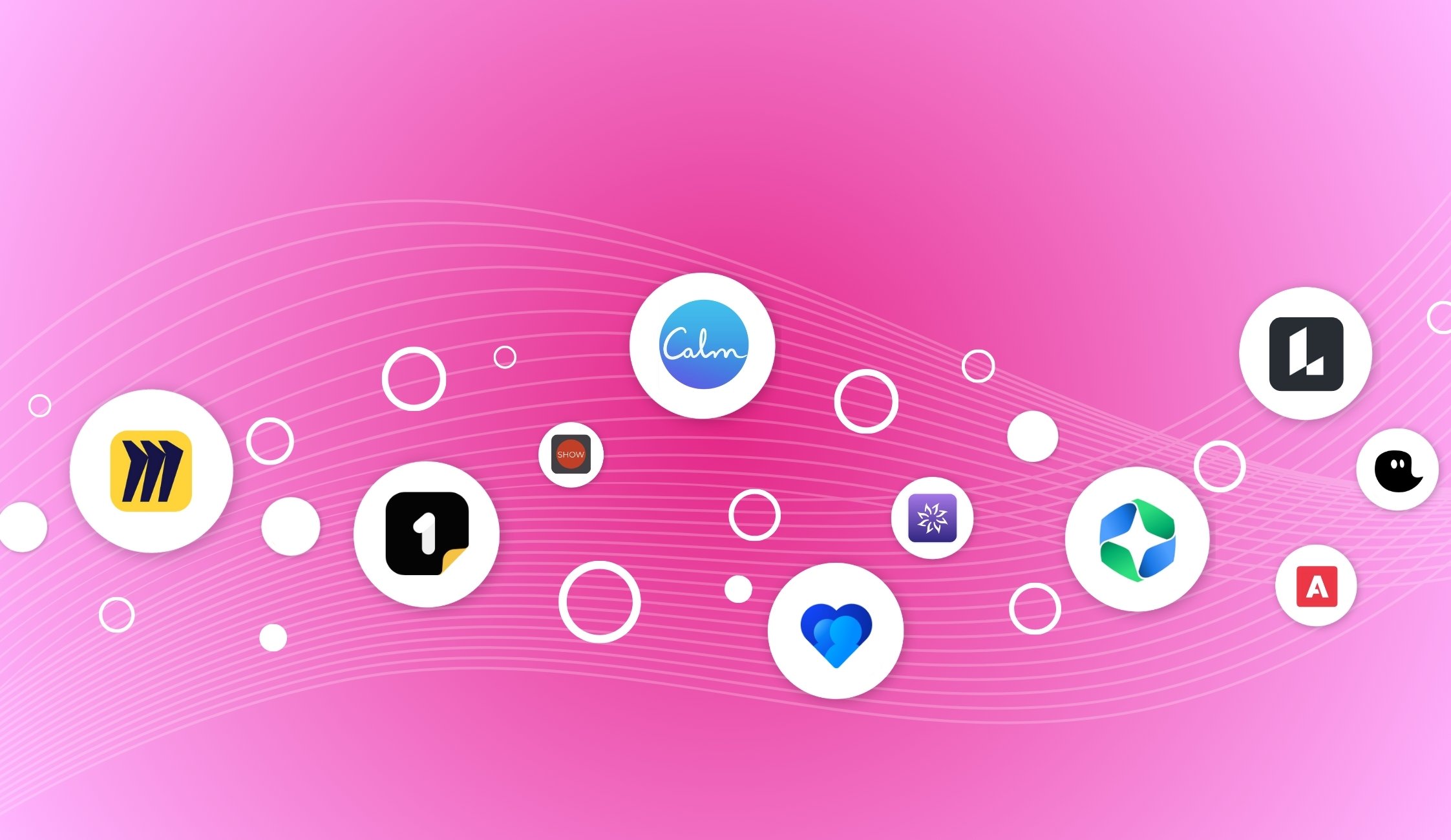 Microsoft Teams Apps Logos on a pink background