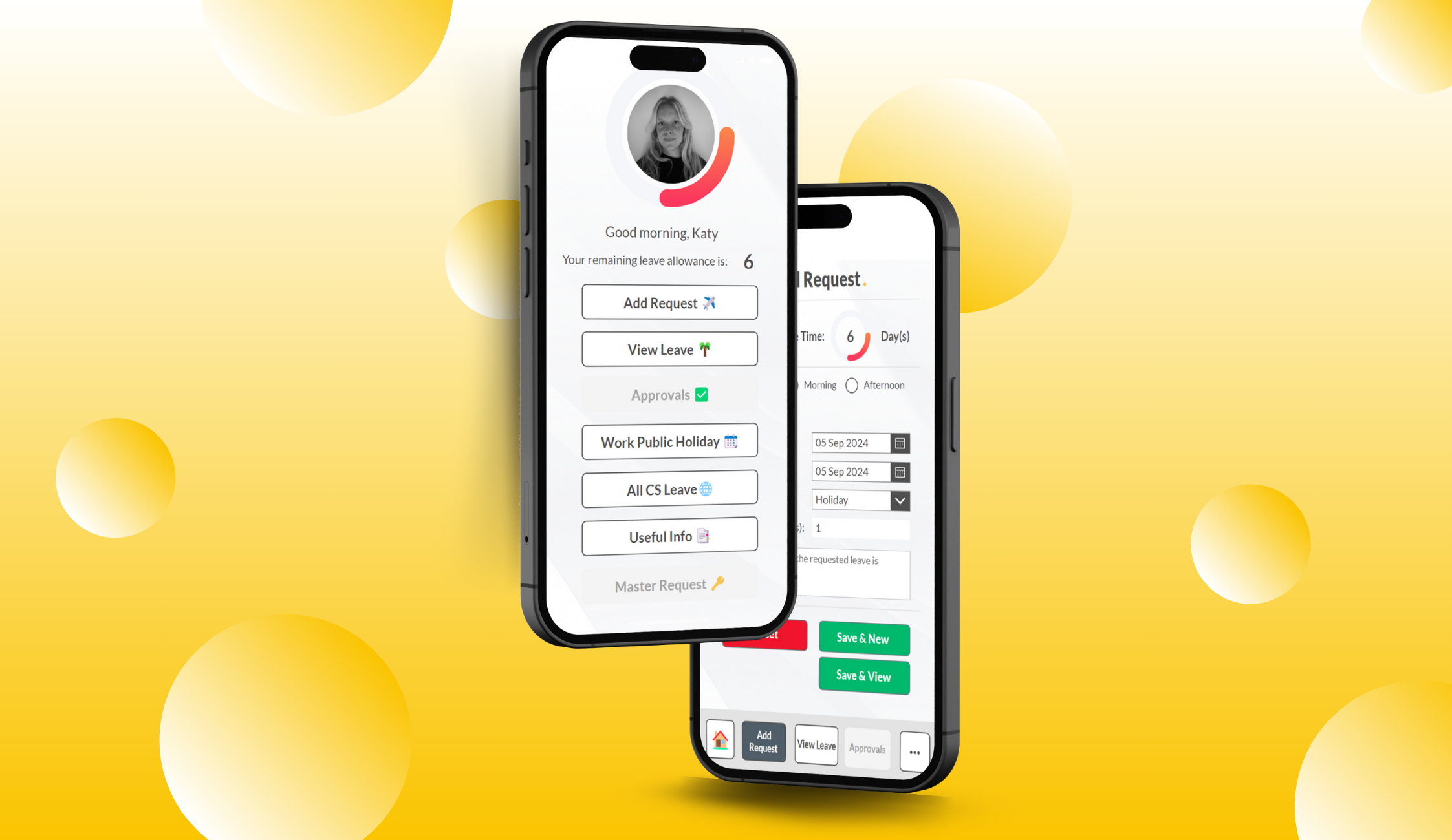 New holiday booking app showed on two phone screens