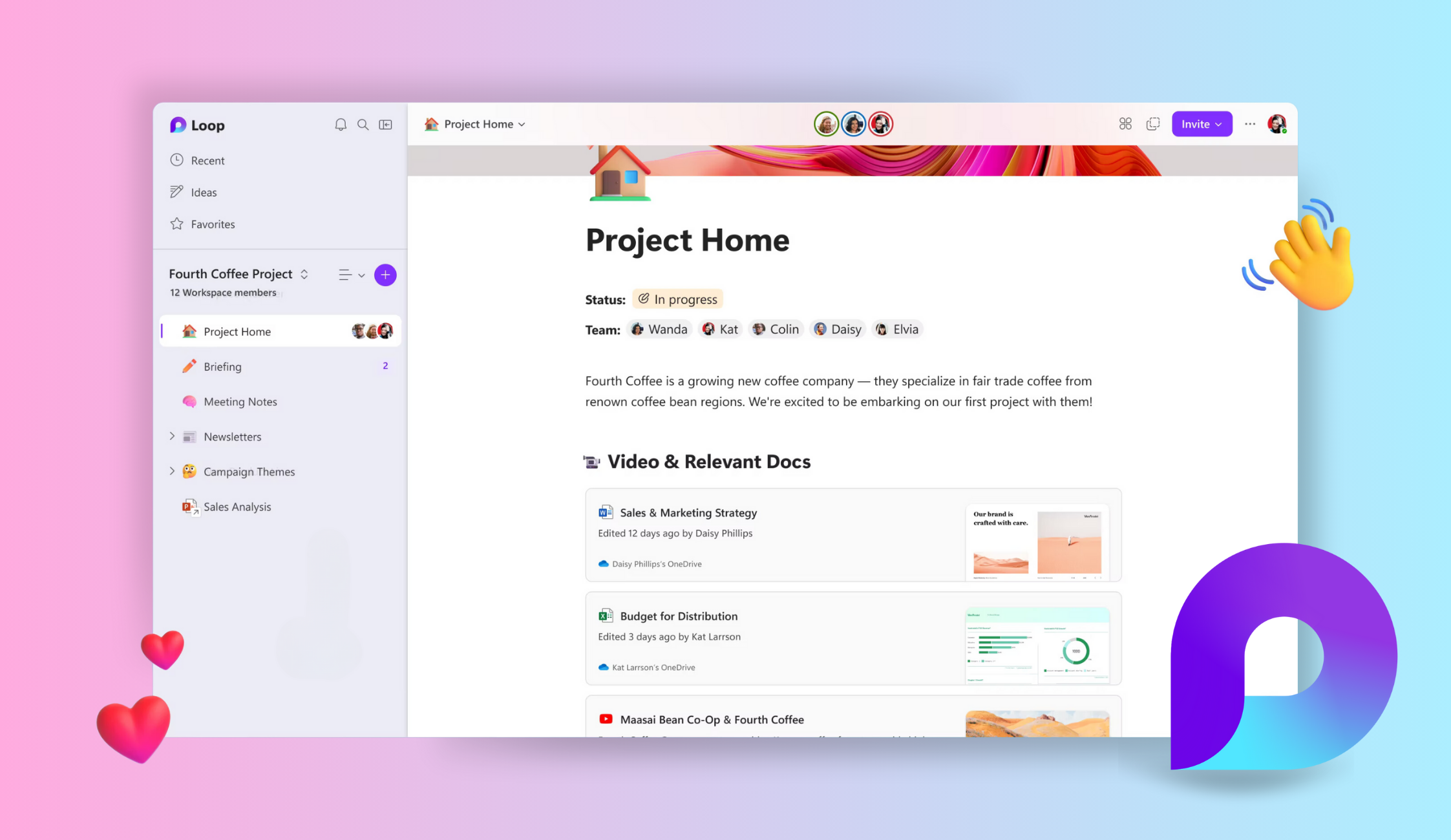 Screenshot of an example Microsoft Loop page.